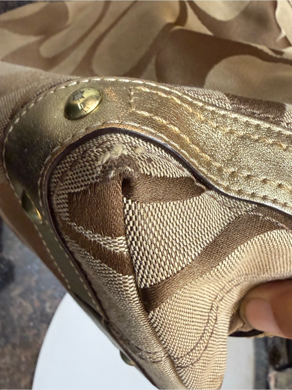 Coach Brown Signature Carly Hobo Bag - Classic Canvas - Picture 9 of 14